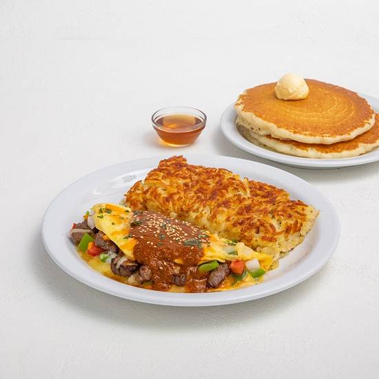 Order RED CHILE MOLE STEAK OMELETTE food online from Norms store, Los Angeles on bringmethat.com