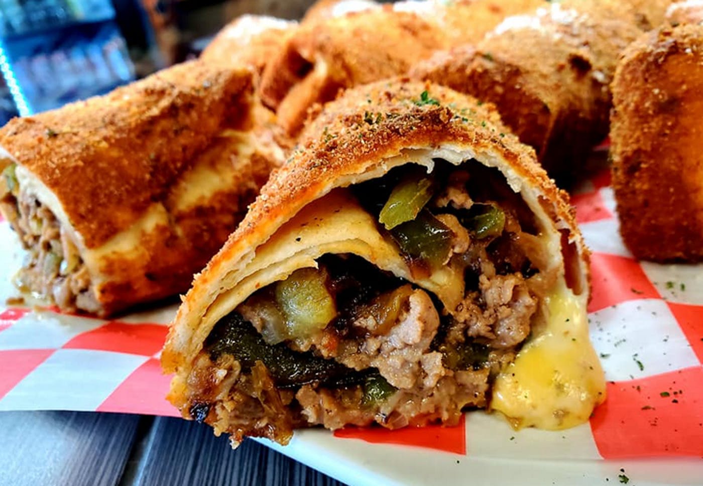 Order Deep Fried Cheesesteak Wrap - Wrap food online from Brother Bruno Pizza store, Washingtonville on bringmethat.com