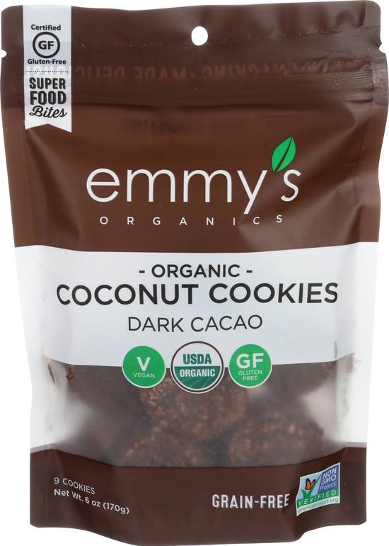 Order Emmy's Organics Organic Coconut Cookies Dark Cacao (6 oz) food online from Rite Aid store, Eugene on bringmethat.com