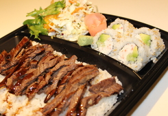 Order California Roll and Steak Combo Plate food online from Sansai Japanese Grill store, Santa Monica on bringmethat.com