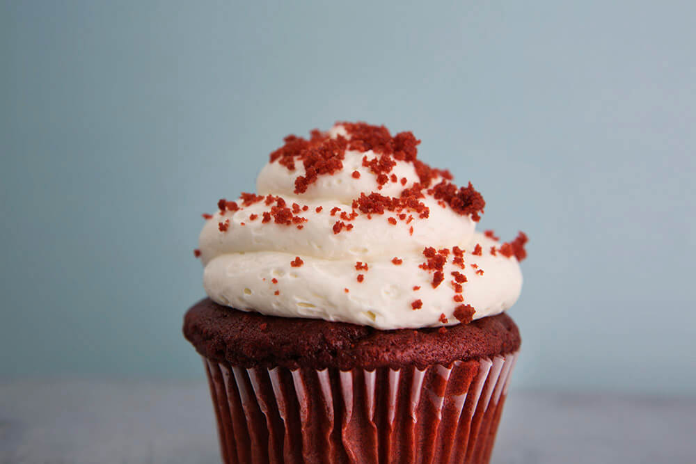 Order Red Velvet Cupcakes food online from Destination Desserts store, St. Louis on bringmethat.com