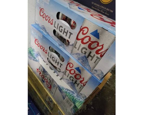 Order COORS LIGHT 18 PK. 120Z. CANS food online from Hub Market & Deli store, San Diego on bringmethat.com