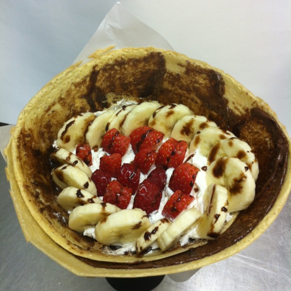Order Nutella, Whip Cream and Fruit Crepe food online from Boba & Crepes store, Denver on bringmethat.com