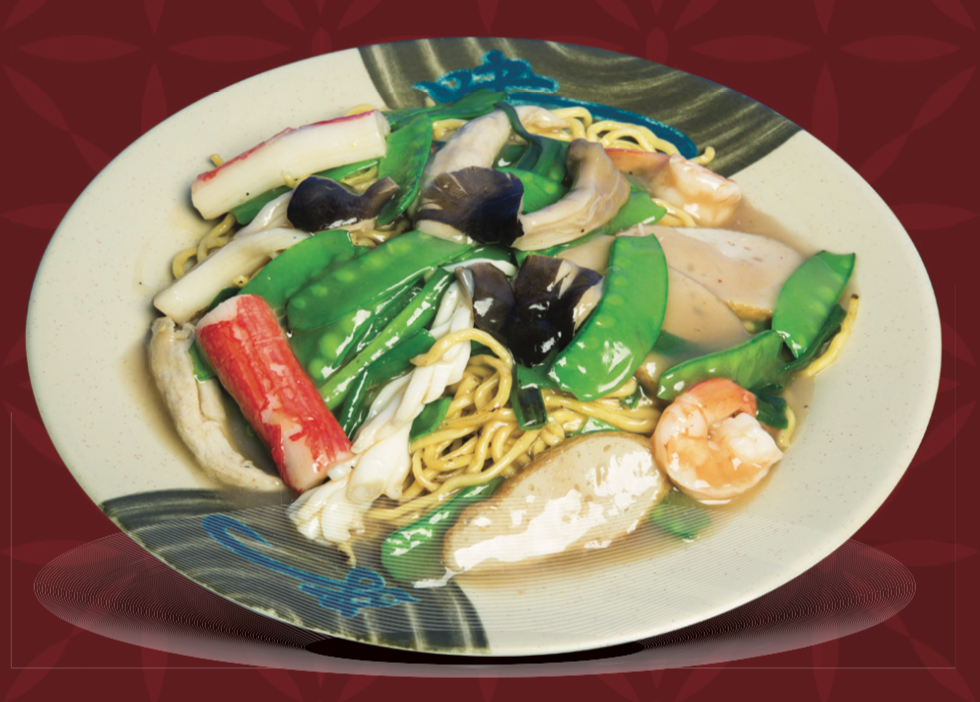 Order 52. Seafood with Snow Peas Chow Mein  food online from Kim Chuy Restaurant store, Los Angeles on bringmethat.com