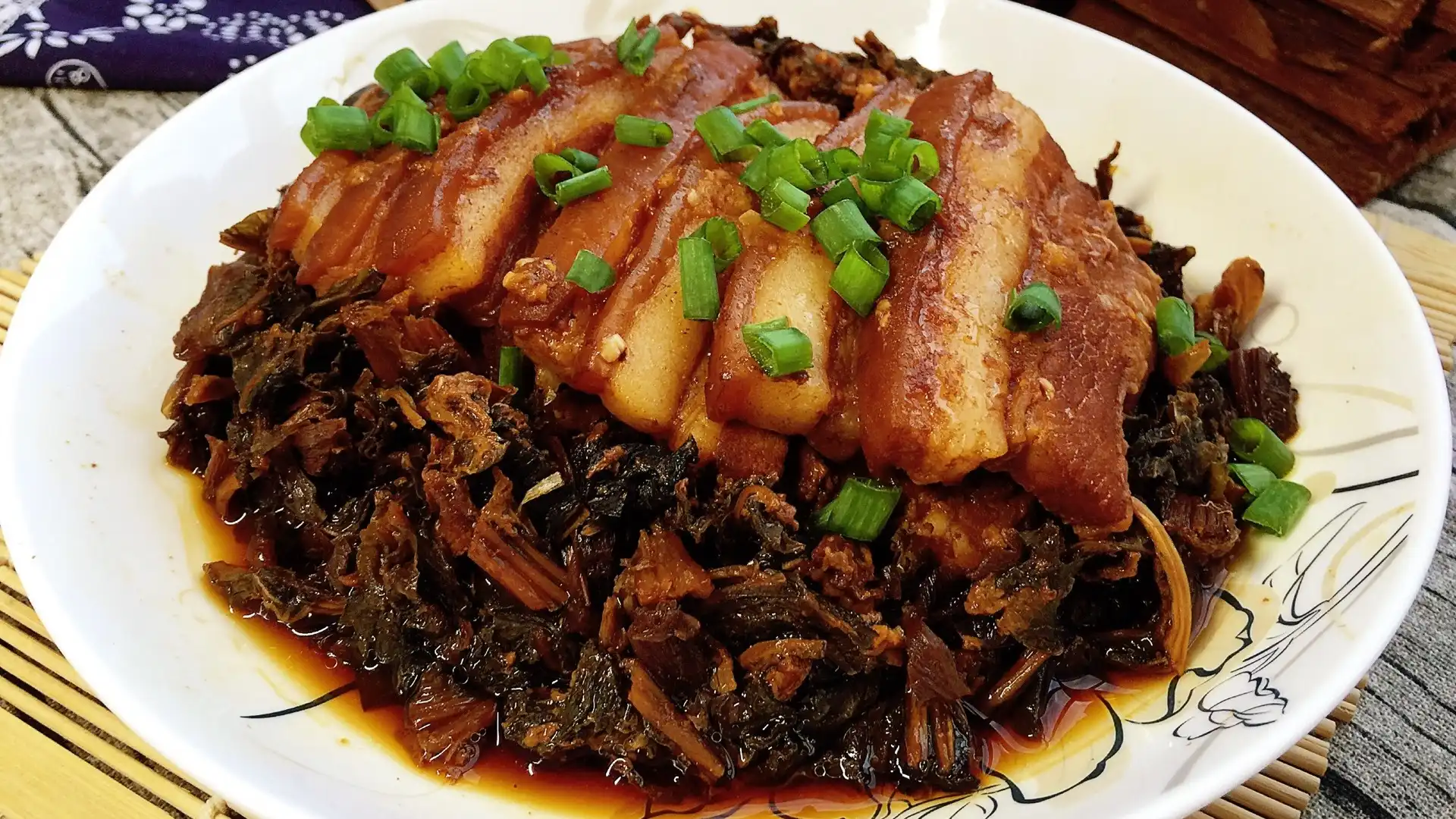 Order Braised Pork with Preserved Vegetable in Soy Sauce food online from Yunnan Style Restaurant store, El Cerrito on bringmethat.com