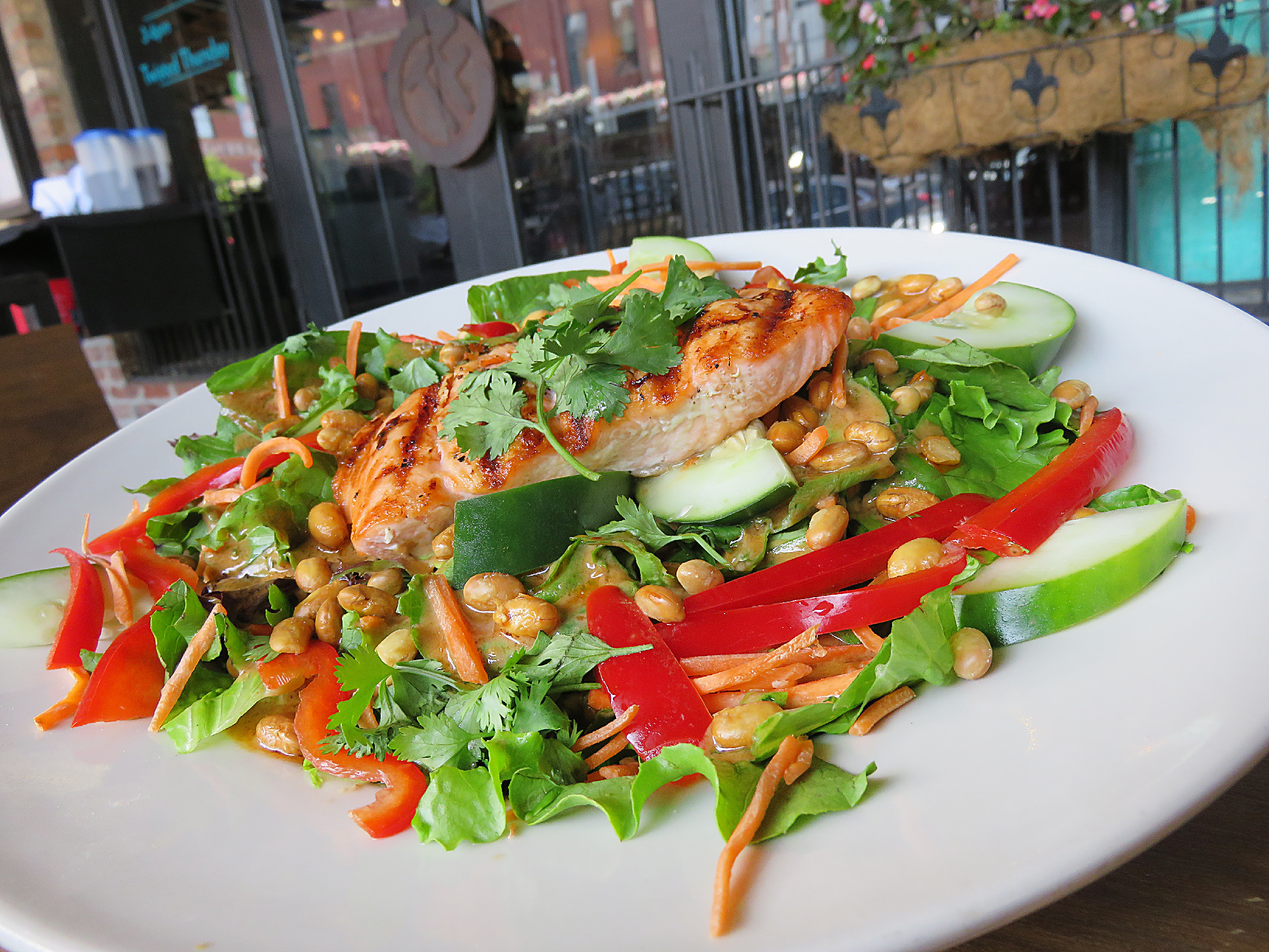 Order Thai Salmon Salad food online from Twisted Fork Grill and Bar store, Omaha on bringmethat.com