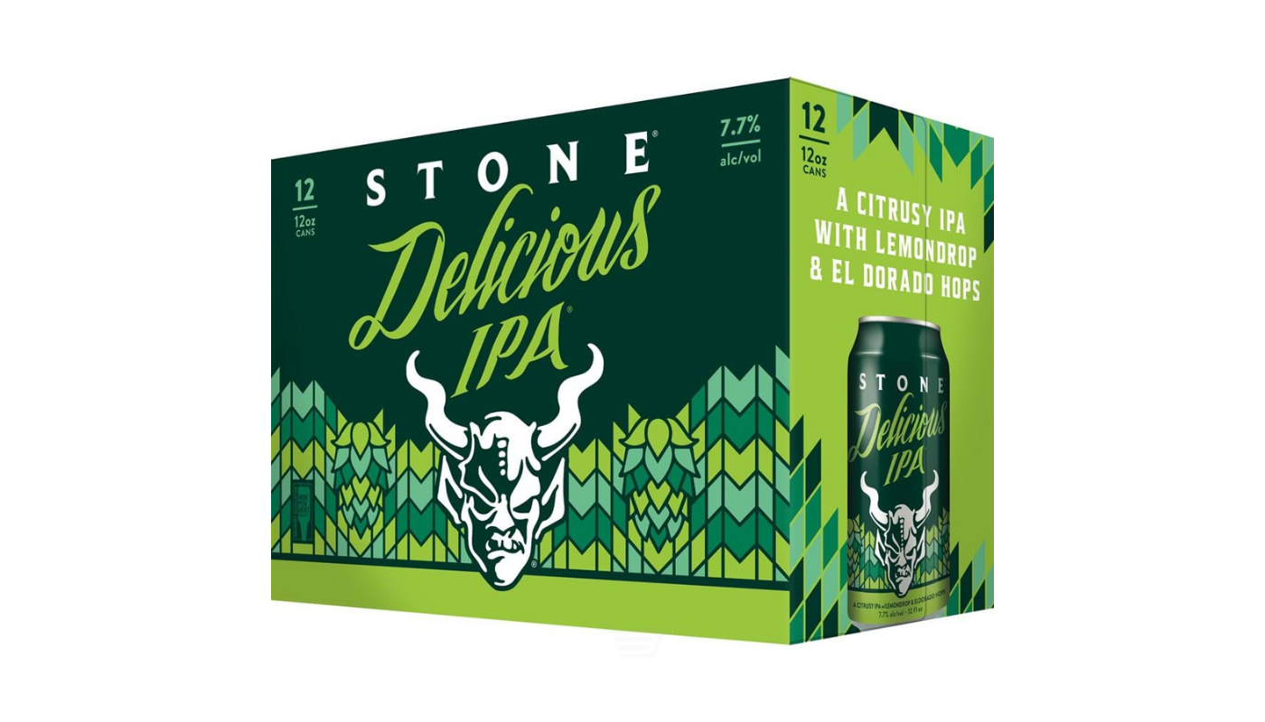 Order Stone Delicious IPA 12 Pack 12oz Cans 7.7% ABV food online from Dimension Liquor store, Lake Forest on bringmethat.com