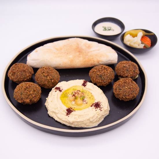 Order P5 - Falafel Plate food online from Sufra Mediterranean Food store, Boston on bringmethat.com