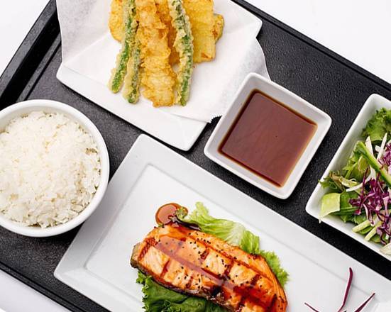 Order Salmon Teriyaki Tempura food online from Kabuki Japanese Restaurant store, Glendale on bringmethat.com