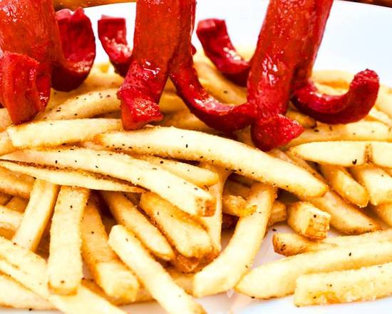 Order Fries with Sliced Sausage food online from Wings & Burgers To Go store, Denver on bringmethat.com