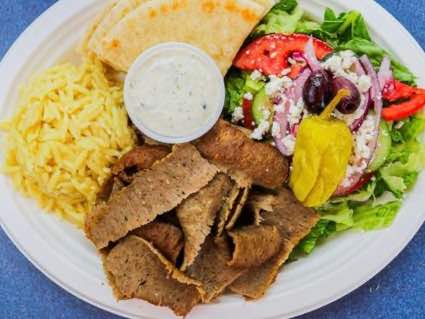 Order Beef & Lamb Gyro Platter food online from Oasis Fresh store, Chicago on bringmethat.com