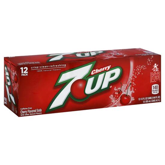 Order 7 Up Cherry Flavored Soda Cans 12 fl oz (12 oz x 12 ct) food online from Rite Aid store, Milford on bringmethat.com