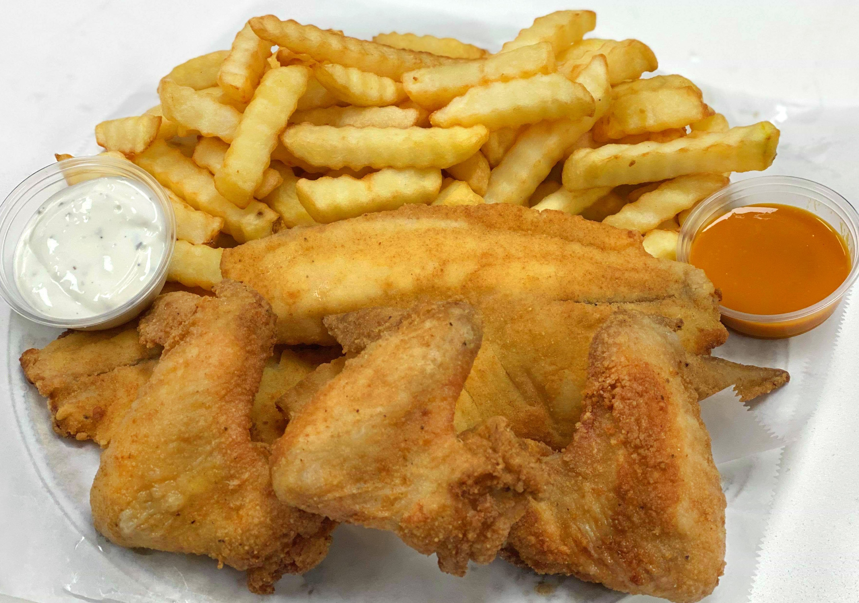 Order 2 Fish and 3 Whole Wings Combo food online from J-ville Crab Shack, inc. #4 store, Jacksonville on bringmethat.com