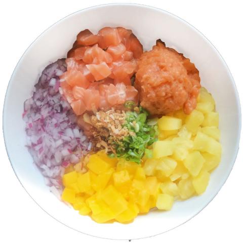 Order 2. Spicy Ponzu Salmon  Bowl food online from Oma'oma'o Poke & Sushi store, Omaha on bringmethat.com
