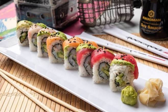 Order Rainbow Roll food online from Rock N Roll Sushi store, Dothan on bringmethat.com