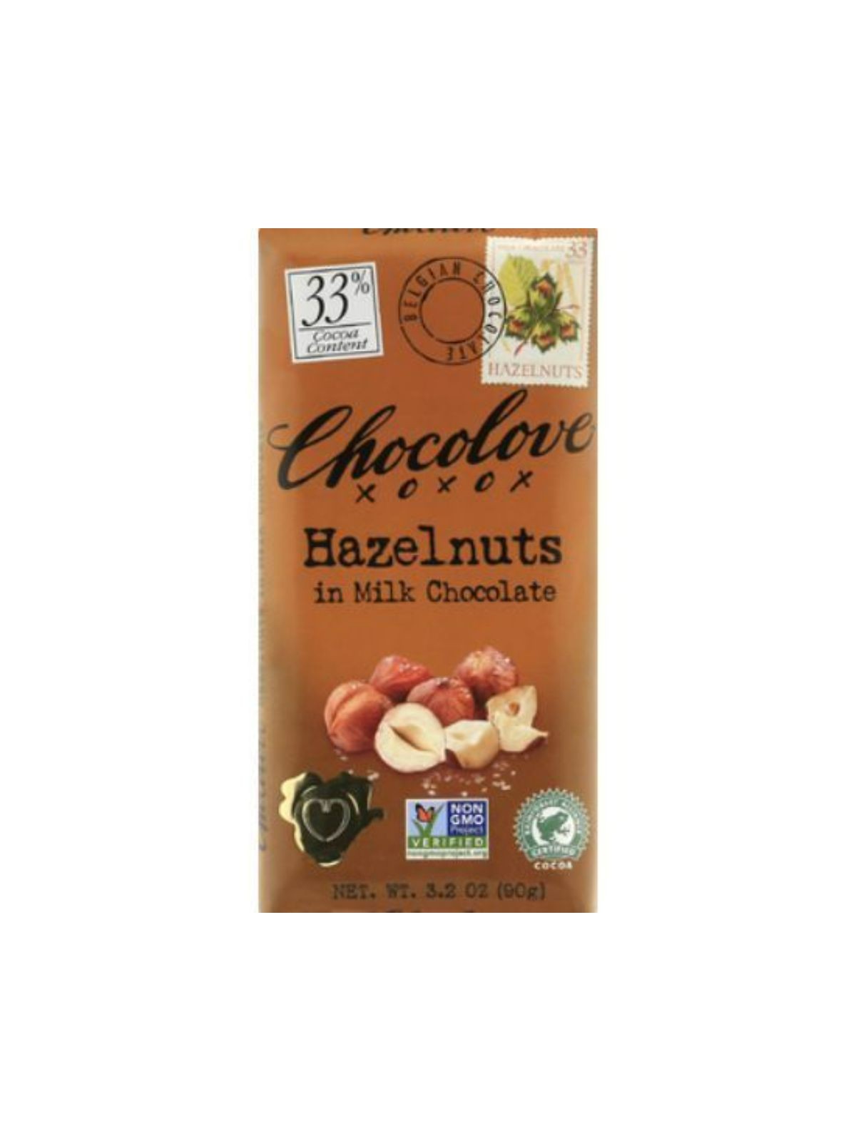 Order Chocolove Milk Chocolate with Hazelnut Bar (3.2 oz) food online from Stock-Up Mart store, Minneapolis on bringmethat.com