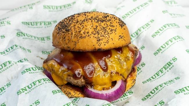 Order Hickory BBQ Burger food online from Snuffer's Restaurant & Bar store, Dallas on bringmethat.com