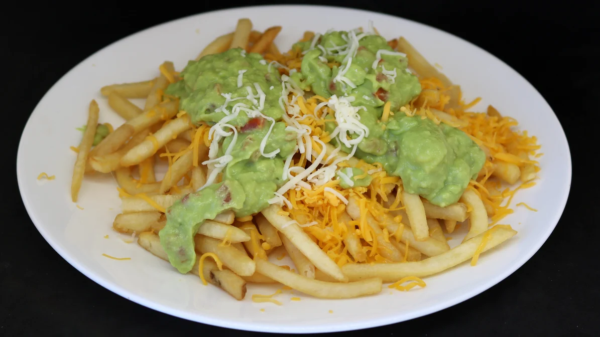 Order Fries with Guacamole & Cheese food online from Albertaco store, San Bernardino on bringmethat.com