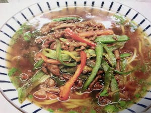 Order K24. Spicy Beef Noodle 辣椒牛肉丝面 food online from Garage Restaurant store, San Gabriel on bringmethat.com
