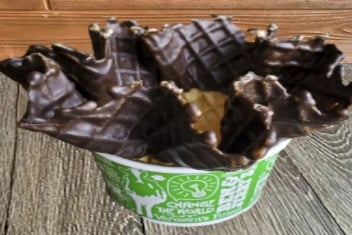 Order Chocolate Dipped Waffle Bowl food online from Ben & Jerry's store, Plano on bringmethat.com
