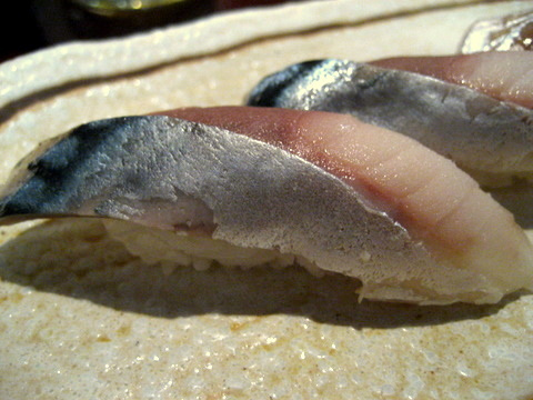 Order 09. Mackerel Sushi food online from Miyoda Sushi store, Redondo Beach on bringmethat.com