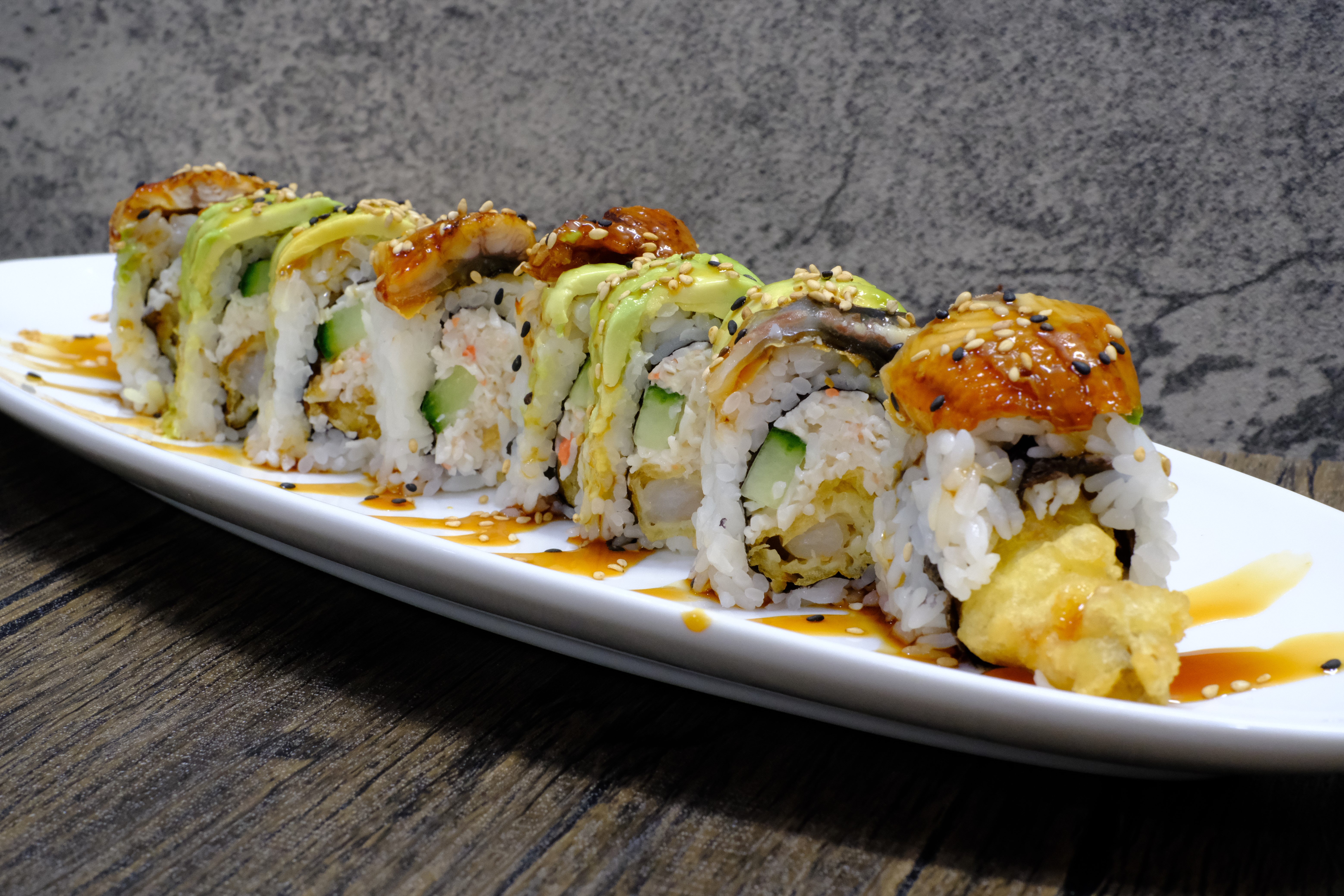 Order Dragon Roll food online from Banzai Japanese Bar & Kitchen store, Fresno on bringmethat.com