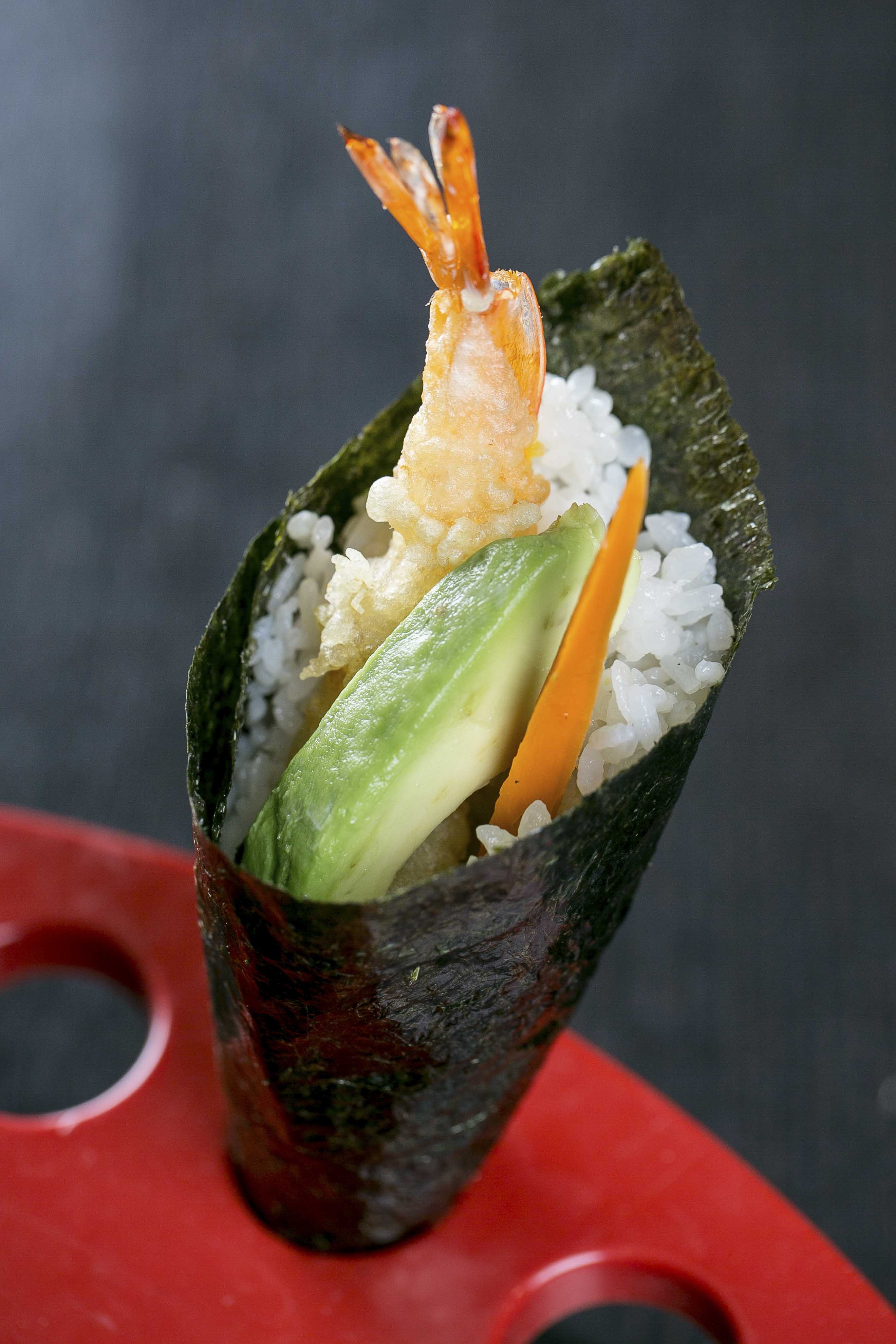 Order H7. Shrimp Tempura Hand Roll food online from Icho Izakaya Fusion Cuisine store, Temple City on bringmethat.com