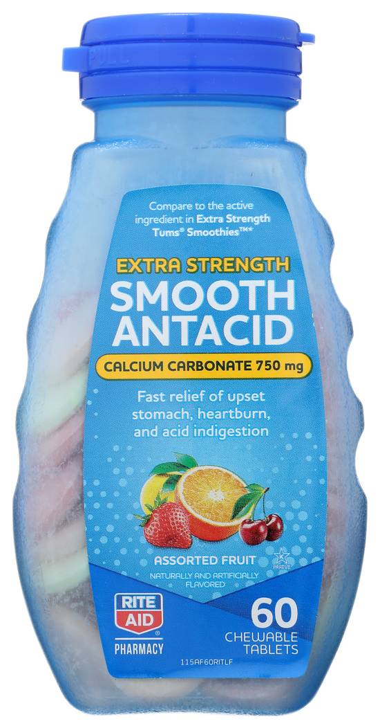 Order Rite Aid Extra Strength Antacid Tablets Assorted Fruit Flavors Smooth (60 ct) food online from Rite Aid store, Ashtabula on bringmethat.com