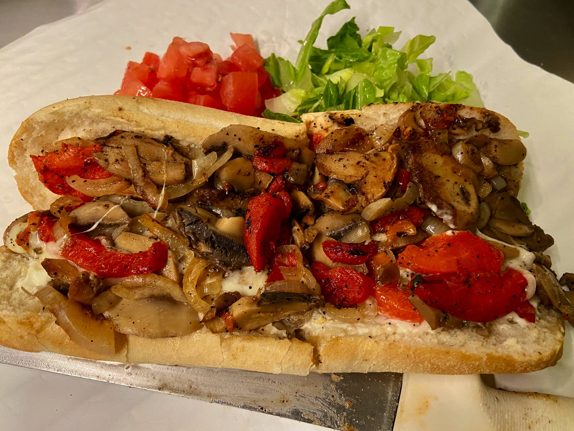 Order 稜  Veggie Cheesesteak food online from Yinzer's Amazing Cheesesteaks store, New Orleans on bringmethat.com