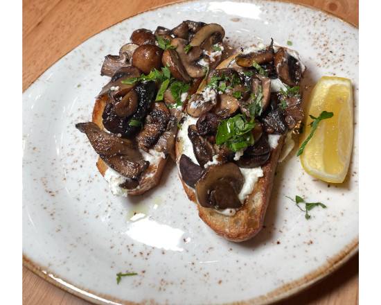 Order Mushroom & Goat Cheese Crostini food online from Wood And Fire store, Pleasantville on bringmethat.com