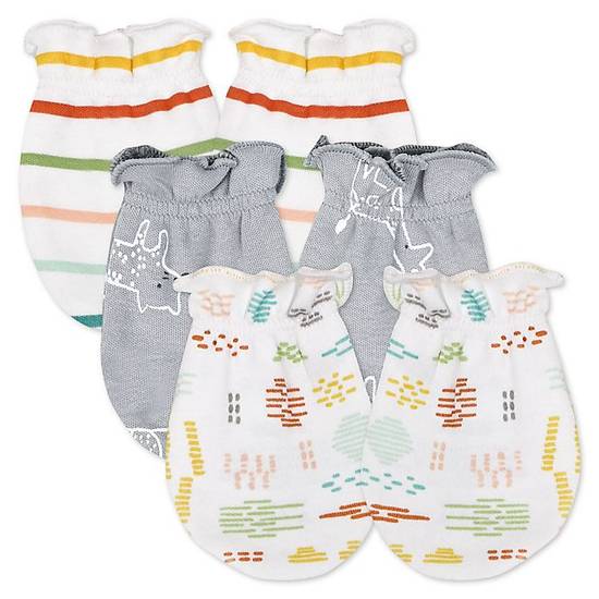 Order Mac & Moon 3-Pack Zoo Animal Safari Organic Cotton Scratch Mittens food online from Bed Bath &Amp; Beyond store, Rego Park on bringmethat.com