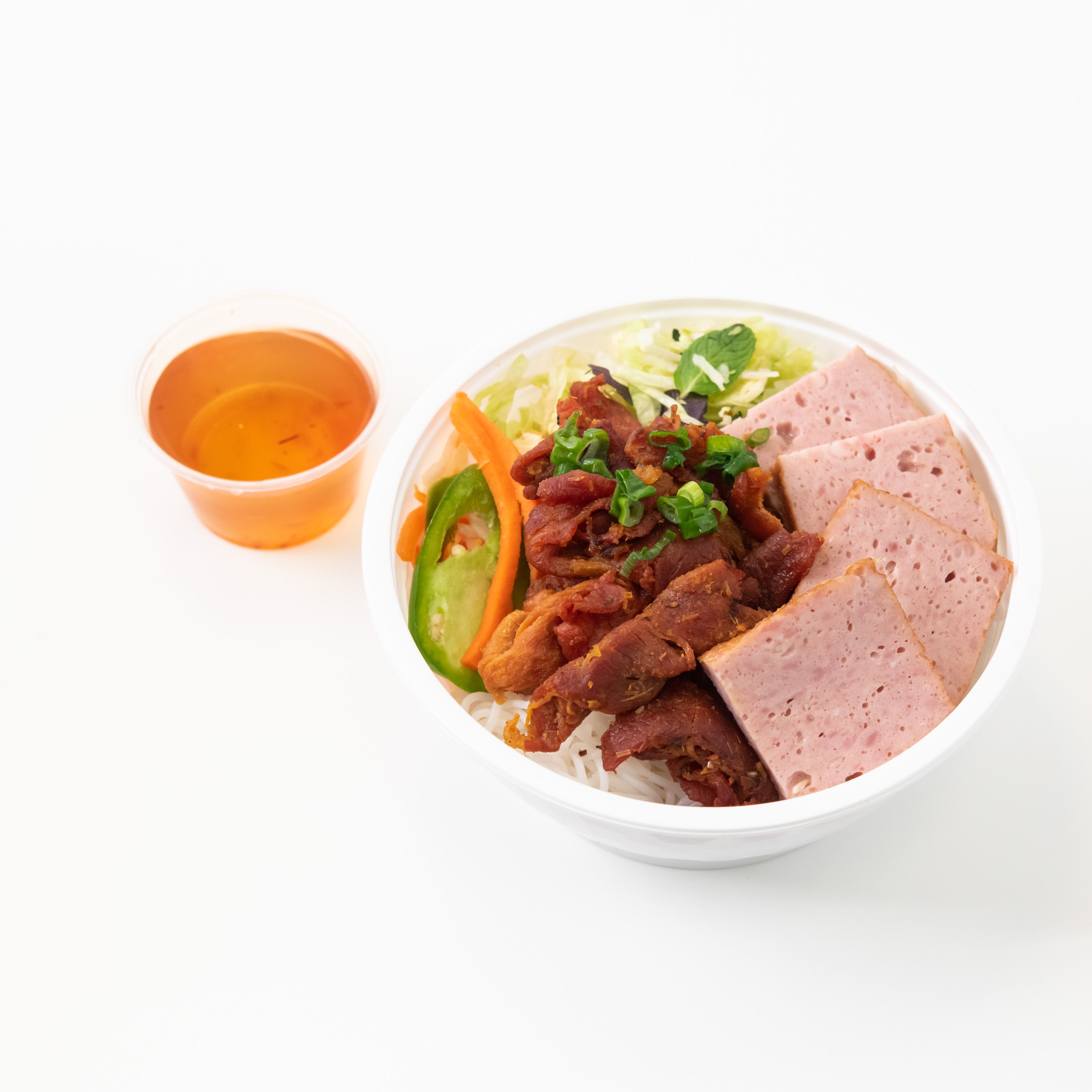 Order Vermicelli with Grilled Pork and Pork Sausage food online from Thh Sandwiches & Coffee store, Anaheim on bringmethat.com