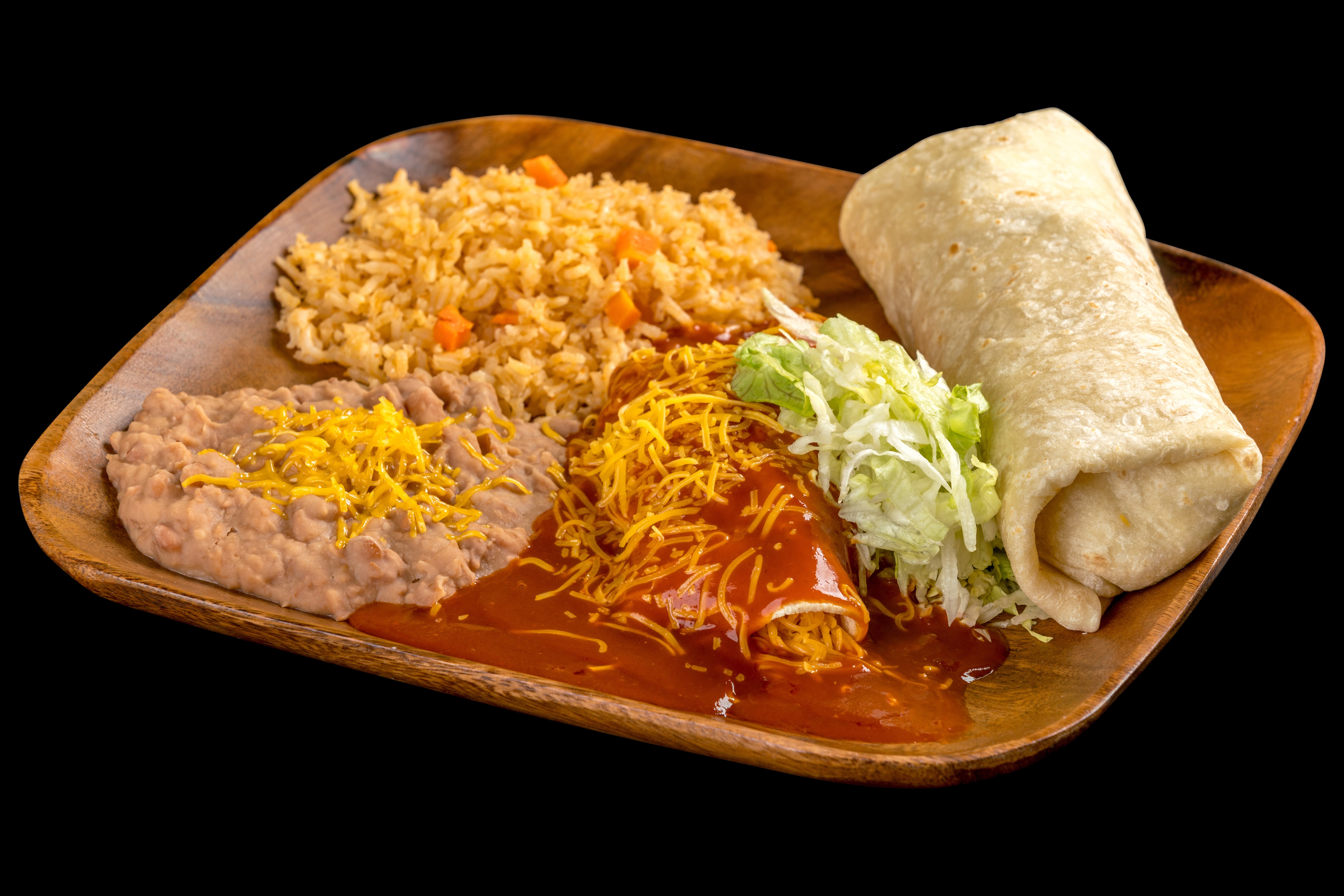 Order #19 Burrito and Enchilada Combo Plate food online from Filiberto Mexican Food store, Mesa on bringmethat.com