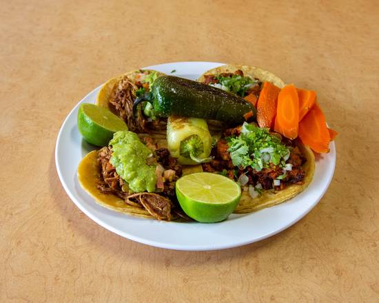 Order 4 Mini Tacos (TJ Style) food online from El Cuervo Taco Shop store, San Diego on bringmethat.com