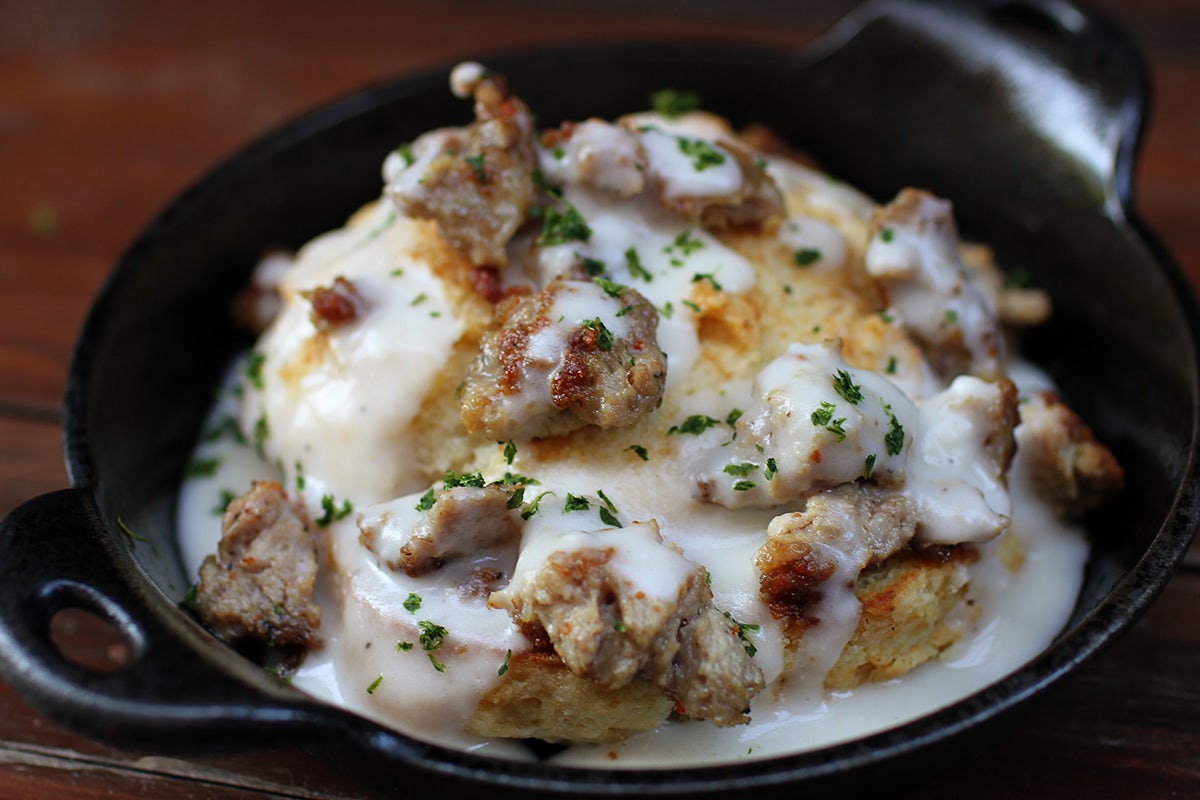 Order Biscuit + Gravy food online from Lazy Dog store, Rancho Cucamonga on bringmethat.com