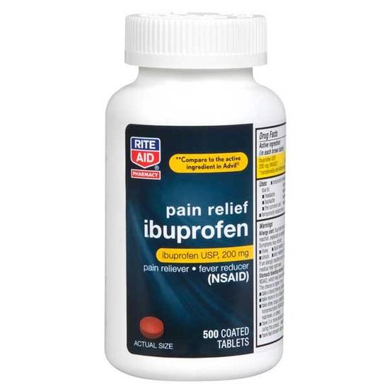 Order Rite Aid Rite Aid Pharmacy Ibuprofen Medicine Coated Brown Tablets (500 ct) food online from Rite Aid store, Lockport on bringmethat.com