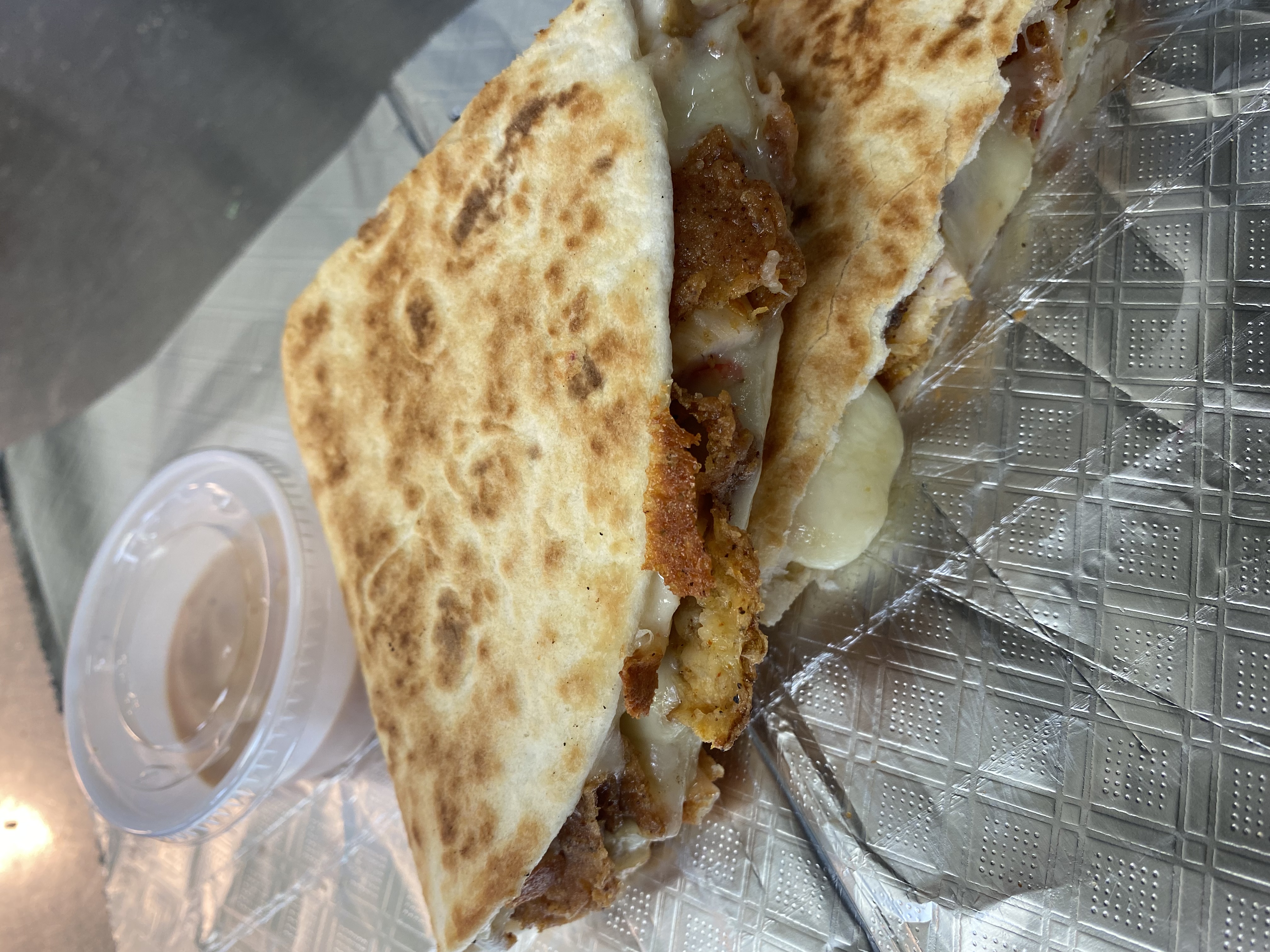 Order Fried chicken quesadillas food online from Frissons store, Corpus Christi on bringmethat.com