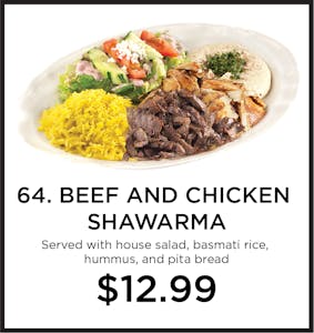Order 64. Beef & Chicken Shawarma food online from Mystic Grill store, La Mesa on bringmethat.com