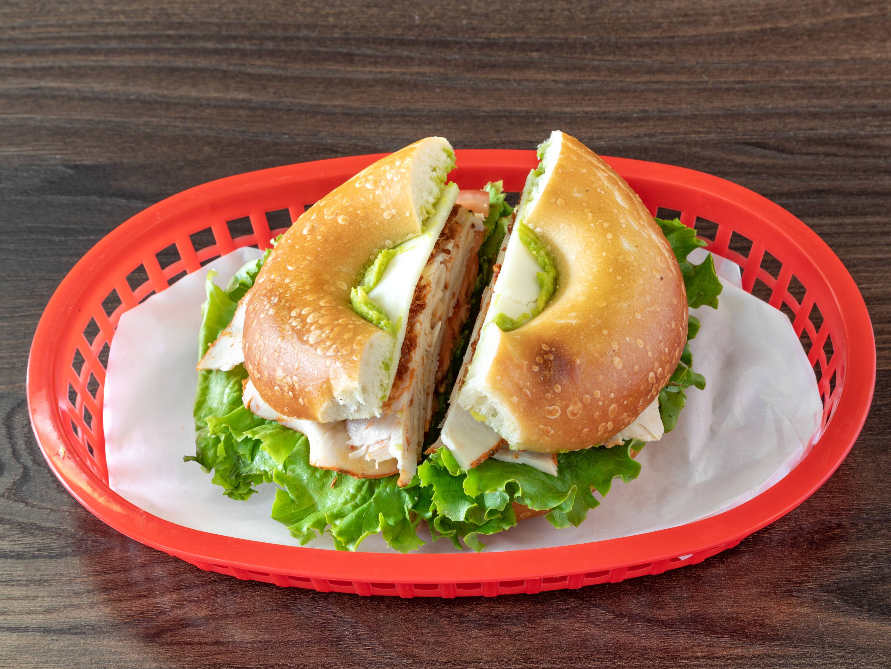Order Turkey Avocado Club Sandwich food online from Bagel Nosh store, Gilbert on bringmethat.com