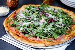 Order 10" Prosciutto & Arugula THIN food online from Bitcoin Pizza store, Santa Barbara on bringmethat.com