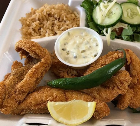 Order Catfish Plate food online from J. Anthony Seafood Cafe store, San Antonio on bringmethat.com