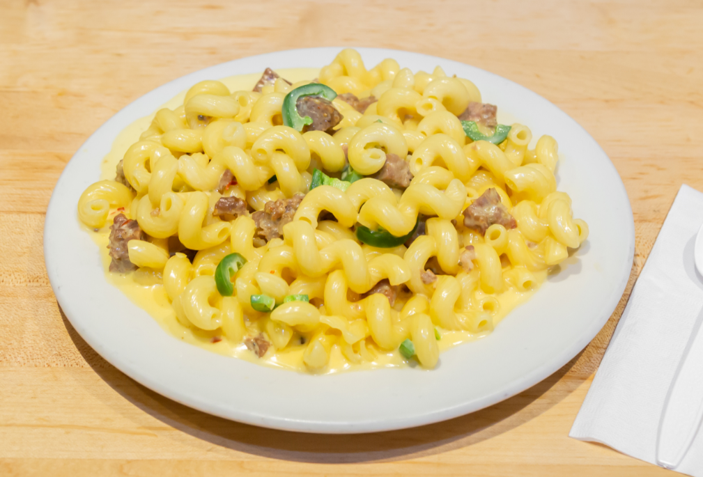 Order Crumbled Sausage and Jalapeno Mac N Cheese food online from Prima Pasta Vino store, Chicago on bringmethat.com