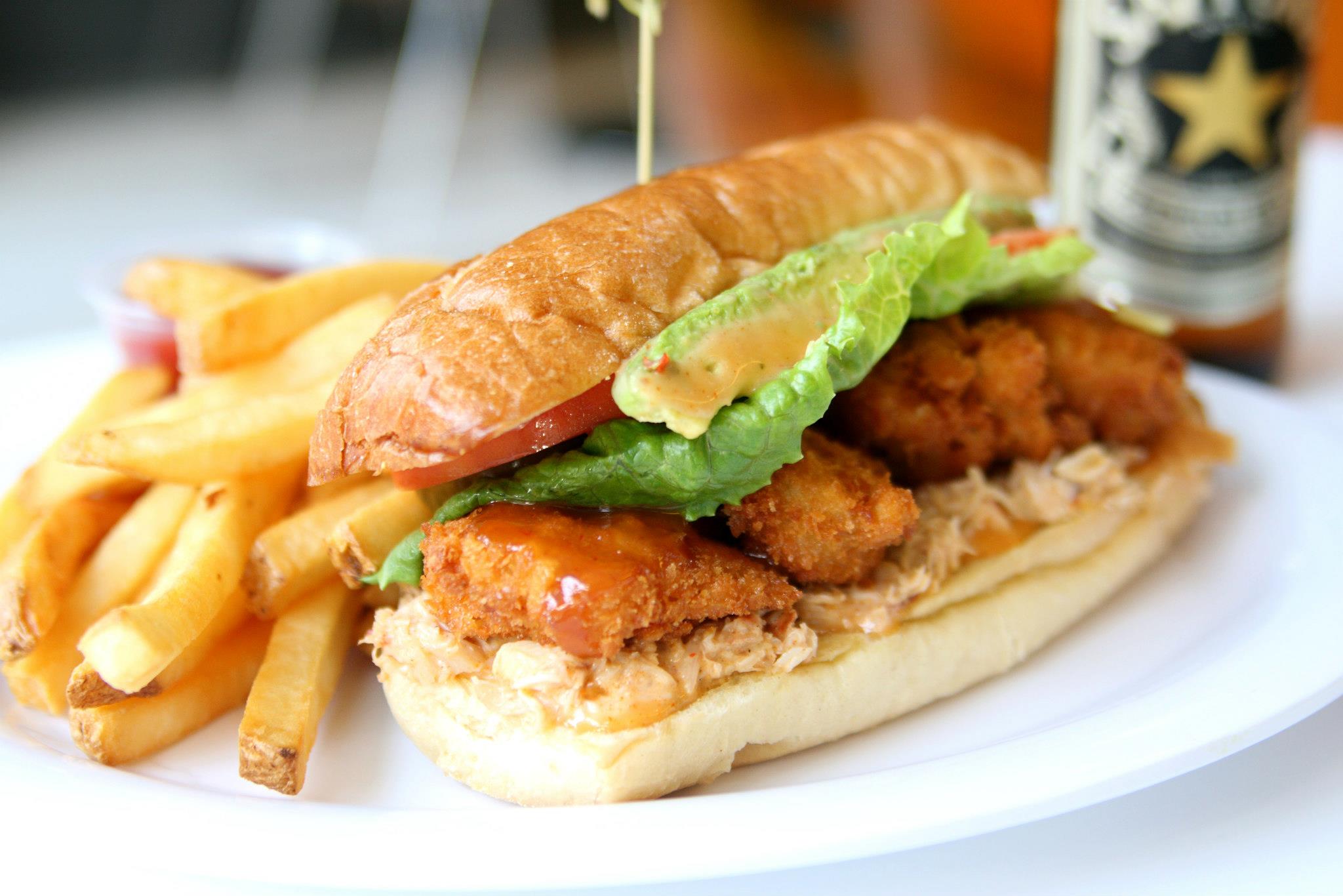 Order Shrimp and Crab Sandwich food online from Fire Grill store, Charleston on bringmethat.com
