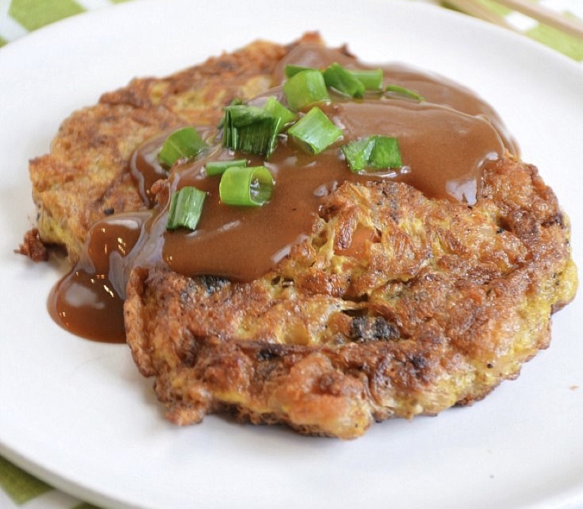 Order 50. Chicken Egg Foo Young food online from Fu Ji Restaurant store, Stamford on bringmethat.com