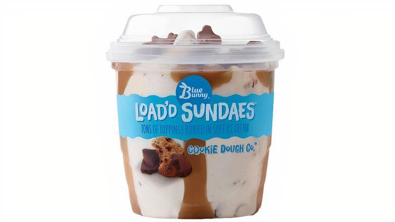 Order Blue Bunny Load'd Sundaes Cookie Dough, 8.5 oz food online from Mac On 4th store, Alton on bringmethat.com
