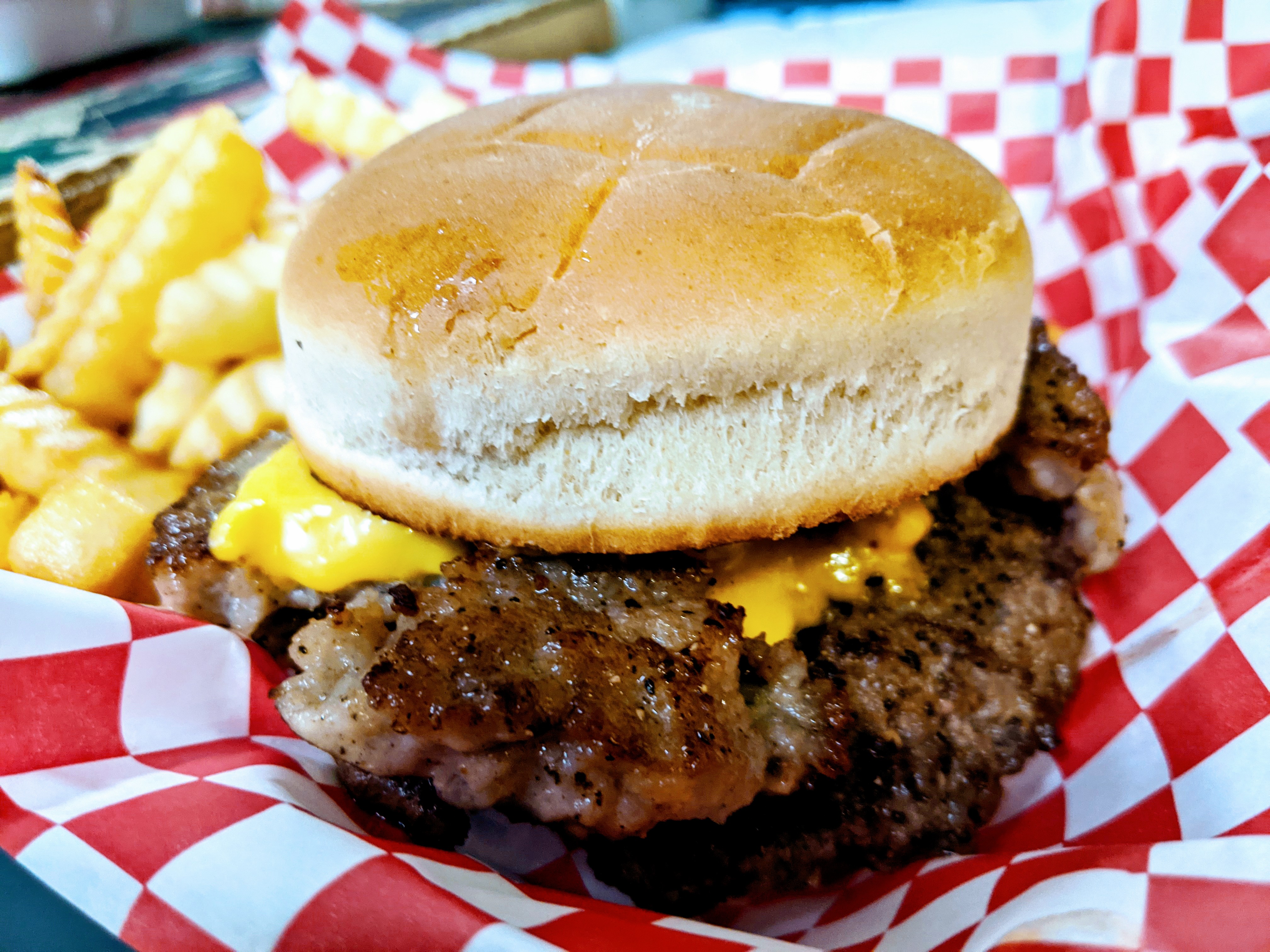 Order 1 Beef and 1 Sausage Burger food online from Hilltop Grill store, Creve Coeur on bringmethat.com