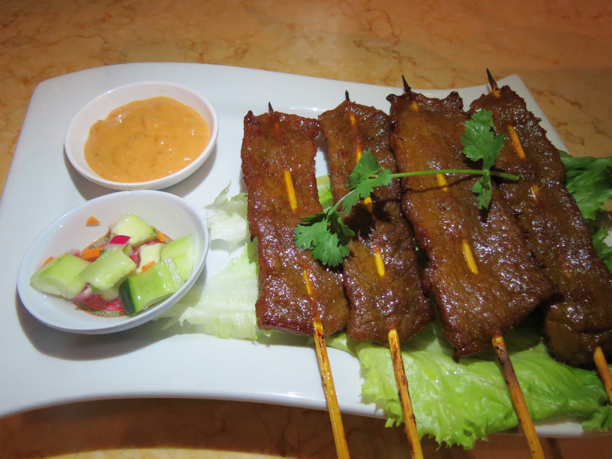 Order 4 Pieces Beef Satay food online from Lucky Kitchen store, Eastvale on bringmethat.com