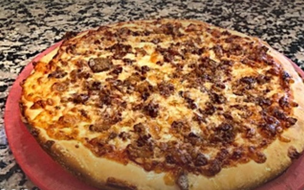 Order Bacon Pizza - 10'' (Serves 2) food online from Singas famous pizza store, Kew Gardens on bringmethat.com