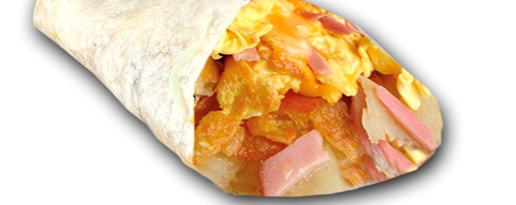 Order Ham and Egg Burrito food online from Jim's Burgers store, Long Beach on bringmethat.com