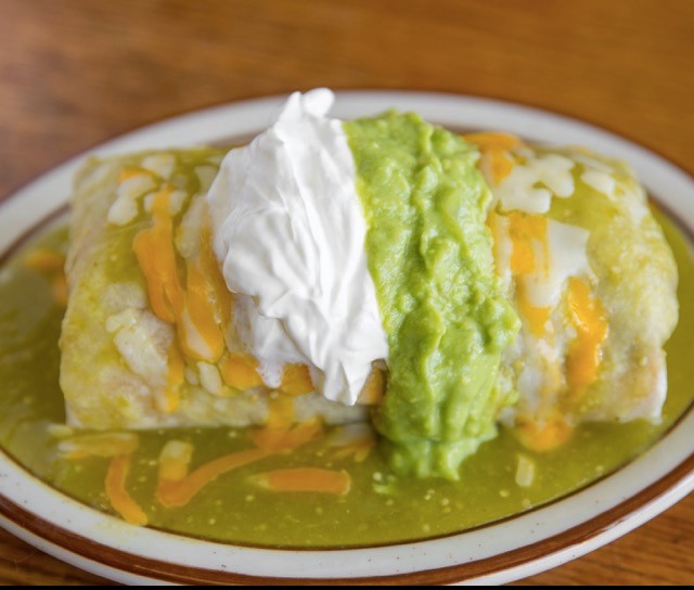Order Chile Verde Super Deluxe Wet Burrito food online from Mi Zacatecas Mexican Food store, Hawthorne on bringmethat.com